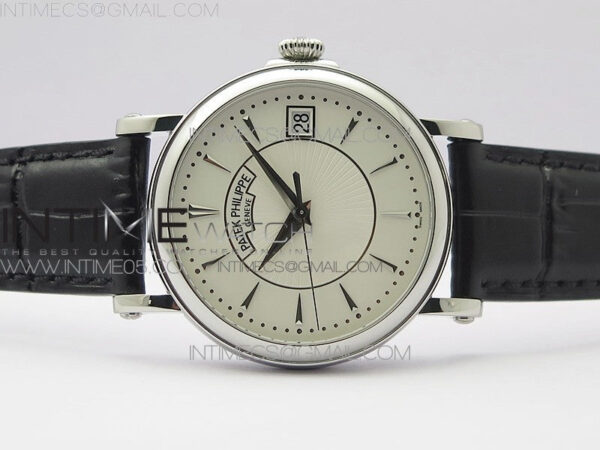Calatrava 5153G-010 SS ZF 1:1 Best Edition White textured dial on Black Leather Strap A324CS - Image 3