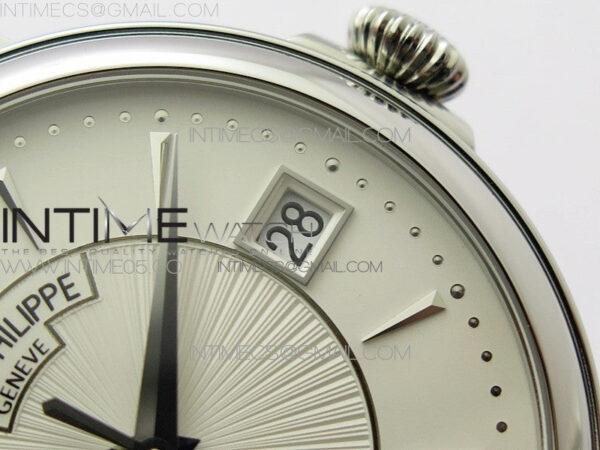 Calatrava 5153G-010 SS ZF 1:1 Best Edition White textured dial on Black Leather Strap A324CS - Image 5