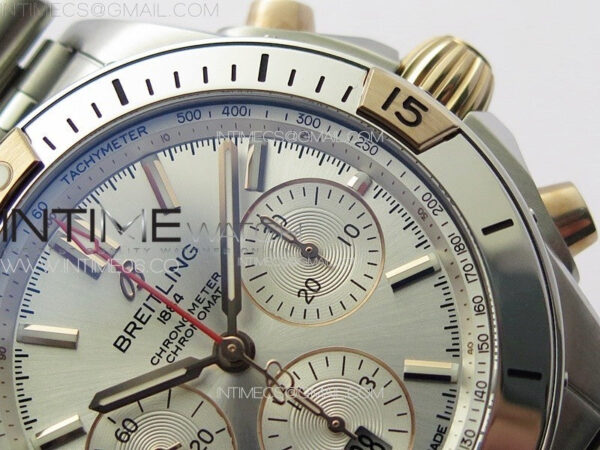 Chronomat B01 42mm SS/RG TF 1:1 Best Edition Silver Dial on SS Bracelet A7750 - Image 5