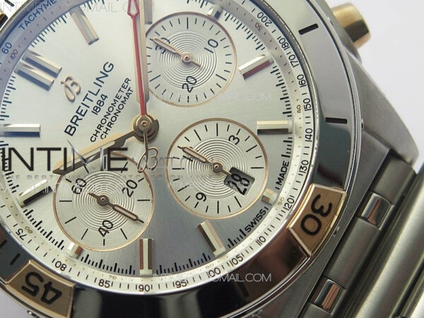 Chronomat B01 42mm SS/RG TF 1:1 Best Edition Silver Dial on SS Bracelet A7750 - Image 6