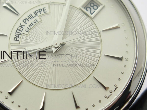 Calatrava 5153G-010 SS ZF 1:1 Best Edition White textured dial on Black Leather Strap A324CS - Image 6