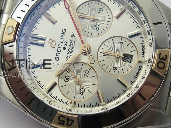 Chronomat B01 42mm SS/RG TF 1:1 Best Edition Silver Dial on SS Bracelet A7750 - Image 8