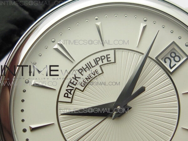 Calatrava 5153G-010 SS ZF 1:1 Best Edition White textured dial on Black Leather Strap A324CS - Image 9