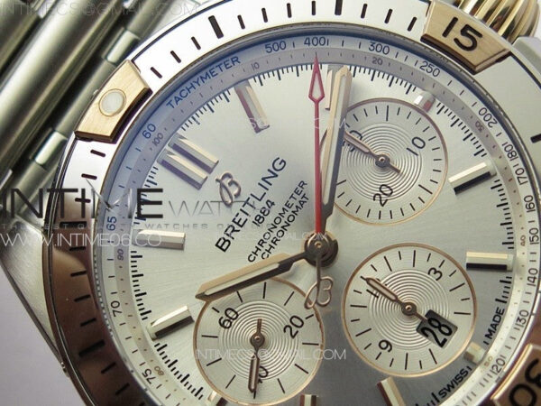 Chronomat B01 42mm SS/RG TF 1:1 Best Edition Silver Dial on SS Bracelet A7750 - Image 9