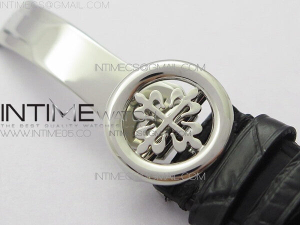 Calatrava 5153G-010 SS ZF 1:1 Best Edition White textured dial on Black Leather Strap A324CS - Image 15