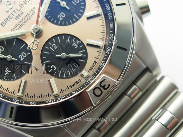 Chronomat B01 42mm SS TF 1:1 Best Edition Copper Dial Black Subdial on SS Bracelet A7750 - Image 7