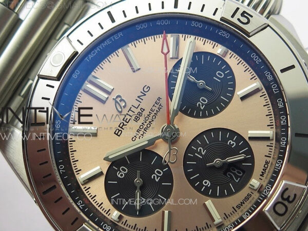 Chronomat B01 42mm SS TF 1:1 Best Edition Copper Dial Black Subdial on SS Bracelet A7750 - Image 9