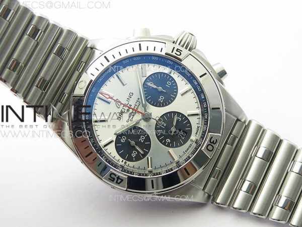 Chronomat B01 42mm SS TF 1:1 Best Edition Silver Dial Black Subdial on SS Bracelet A7750 - Image 2