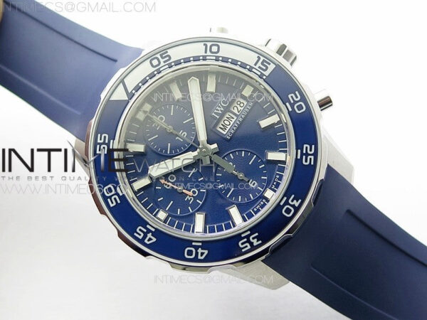 Aquatimer IW376711 SS V6SF 1:1 Best Edition Blue Dial on Blue Rubber Strap A7750 - Image 2