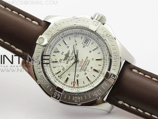 Colt Automatic 44mm SS White Textured Dial on Brown Leather Strap A2824 - Image 2