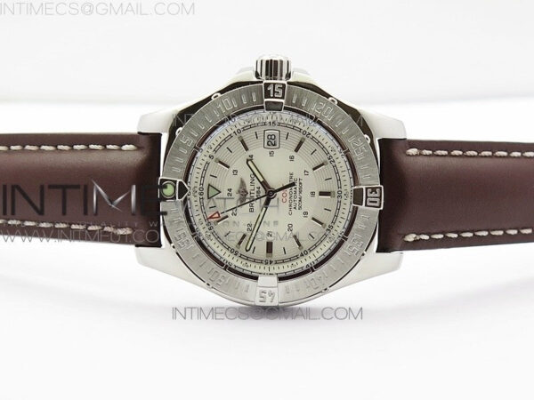 Colt Automatic 44mm SS White Textured Dial on Brown Leather Strap A2824 - Image 3
