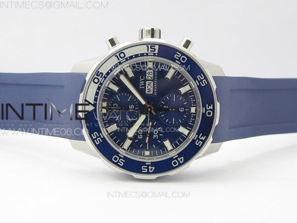 Aquatimer IW376711 SS V6SF 1:1 Best Edition Blue Dial on Blue Rubber Strap A7750 - Image 3