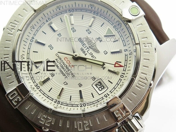 Colt Automatic 44mm SS White Textured Dial on Brown Leather Strap A2824 - Image 4