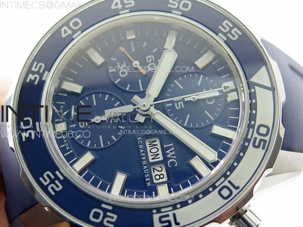 Aquatimer IW376711 SS V6SF 1:1 Best Edition Blue Dial on Blue Rubber Strap A7750 - Image 4