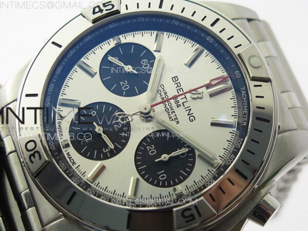 Chronomat B01 42mm SS TF 1:1 Best Edition Silver Dial Black Subdial on SS Bracelet A7750 - Image 4