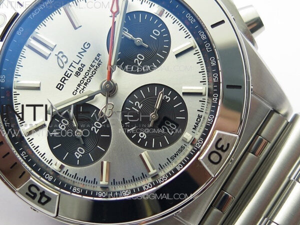 Chronomat B01 42mm SS TF 1:1 Best Edition Silver Dial Black Subdial on SS Bracelet A7750 - Image 6