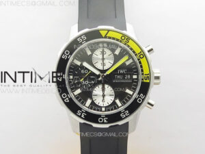 Aquatimer IW376709 SS V6SF 1:1 Best Edition Black Dial on Black Rubber Strap A7750