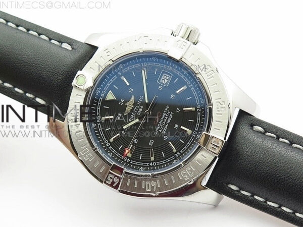 Colt Automatic 44mm SS Black Textured Dial on Black Leather Strap A2824 - Image 2