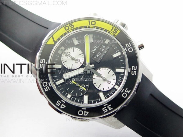 Aquatimer IW376709 SS V6SF 1:1 Best Edition Black Dial on Black Rubber Strap A7750 - Image 2