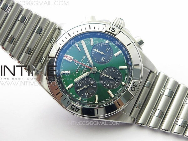 Chronomat B01 42mm SS TF 1:1 Best Edition Green Dial on SS Bracelet A7750 - Image 2