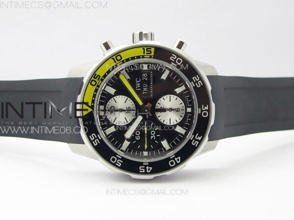 Aquatimer IW376709 SS V6SF 1:1 Best Edition Black Dial on Black Rubber Strap A7750 - Image 3