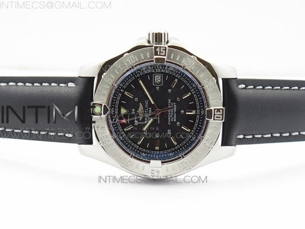 Colt Automatic 44mm SS Black Textured Dial on Black Leather Strap A2824 - Image 3