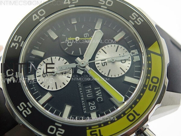 Aquatimer IW376709 SS V6SF 1:1 Best Edition Black Dial on Black Rubber Strap A7750 - Image 4
