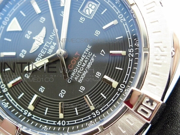 Colt Automatic 44mm SS Black Textured Dial on Black Leather Strap A2824 - Image 5