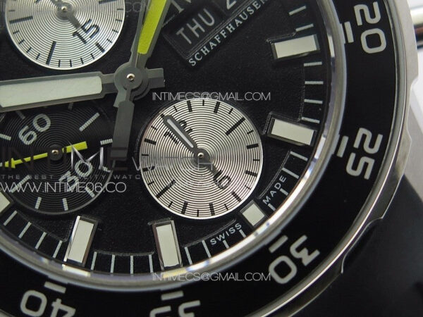Aquatimer IW376709 SS V6SF 1:1 Best Edition Black Dial on Black Rubber Strap A7750 - Image 6