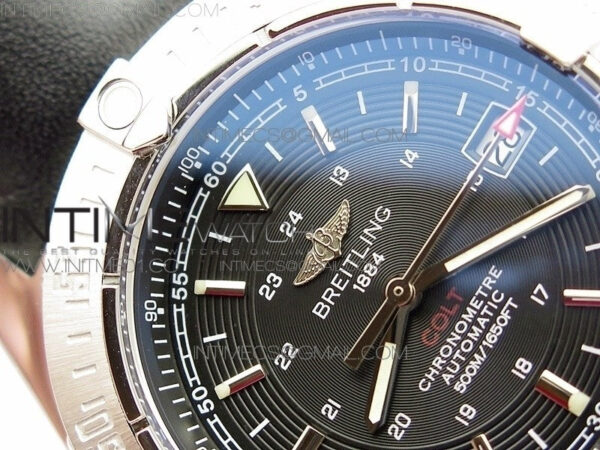 Colt Automatic 44mm SS Black Textured Dial on Black Leather Strap A2824 - Image 6