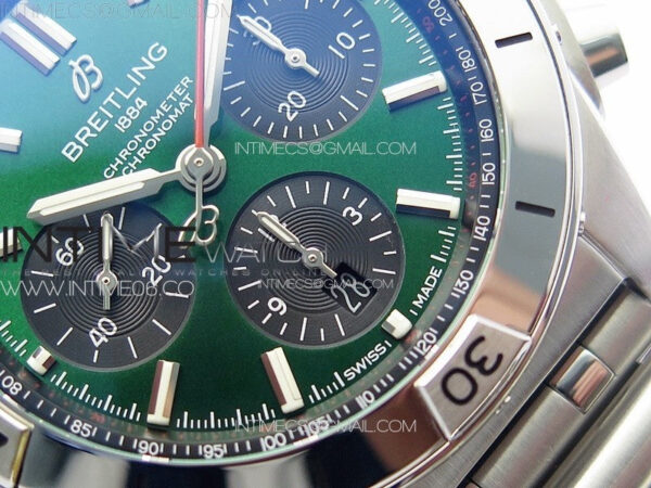 Chronomat B01 42mm SS TF 1:1 Best Edition Green Dial on SS Bracelet A7750 - Image 6