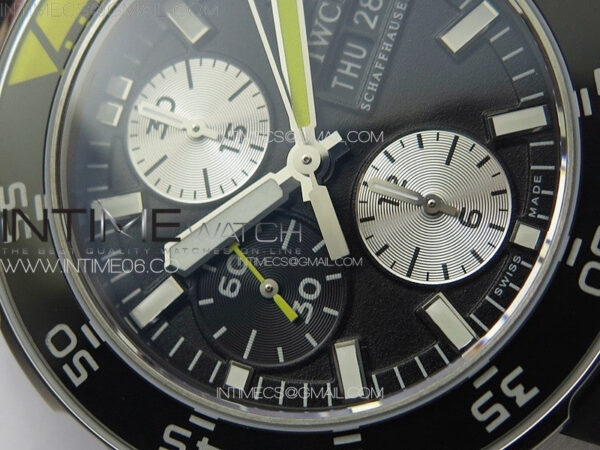 Aquatimer IW376709 SS V6SF 1:1 Best Edition Black Dial on Black Rubber Strap A7750 - Image 7