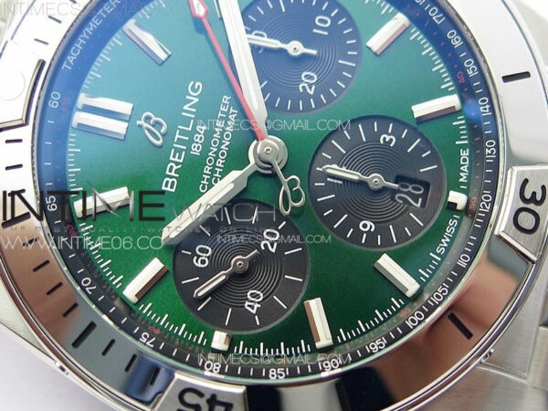 Chronomat B01 42mm SS TF 1:1 Best Edition Green Dial on SS Bracelet A7750 - Image 8