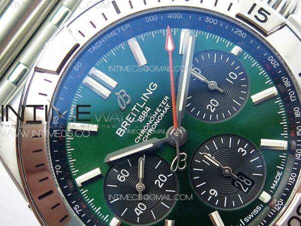 Chronomat B01 42mm SS TF 1:1 Best Edition Green Dial on SS Bracelet A7750 - Image 9