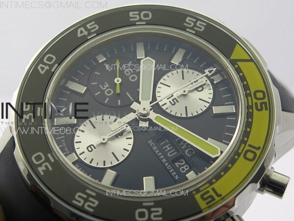 Aquatimer IW376709 SS V6SF 1:1 Best Edition Black Dial on Black Rubber Strap A7750 - Image 9