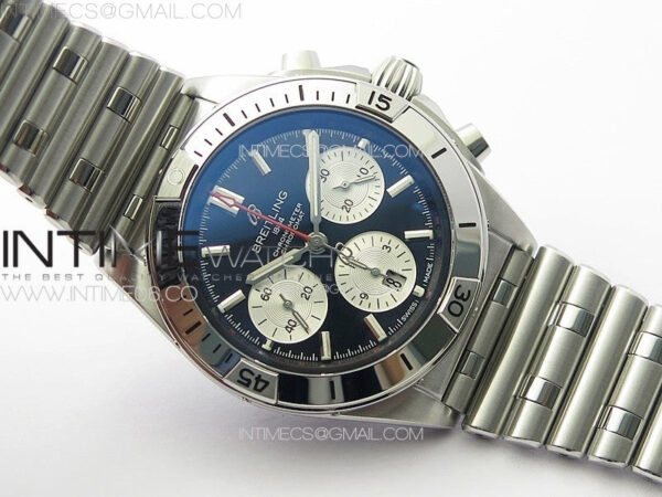 Chronomat B01 42mm SS TF 1:1 Best Edition Black Dial White Subdial on SS Bracelet A7750 - Image 2
