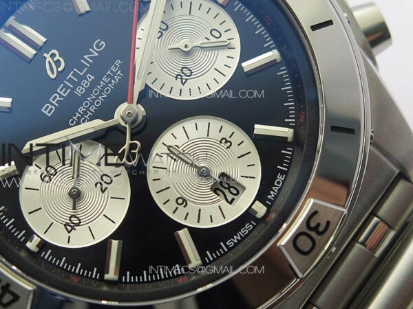Chronomat B01 42mm SS TF 1:1 Best Edition Black Dial White Subdial on SS Bracelet A7750 - Image 6