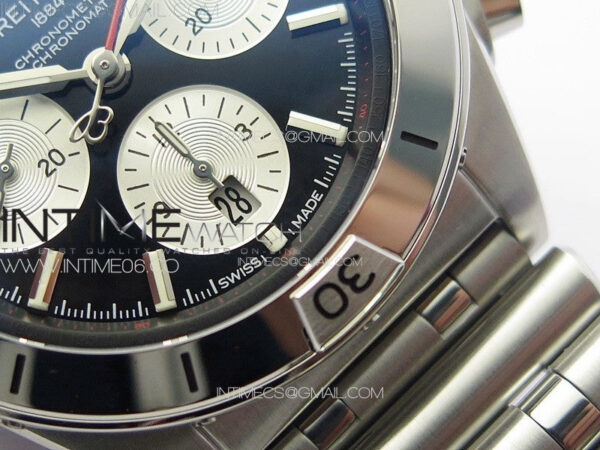 Chronomat B01 42mm SS TF 1:1 Best Edition Black Dial White Subdial on SS Bracelet A7750 - Image 7