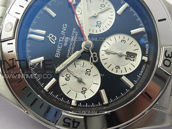 Chronomat B01 42mm SS TF 1:1 Best Edition Black Dial White Subdial on SS Bracelet A7750 - Image 8