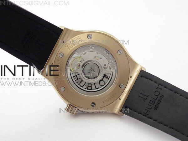 Classic Fusion 42mm RG Paved Diamonds Case/Bezel B50F Black Dial On Black Gummy Strap A2892 - Image 17