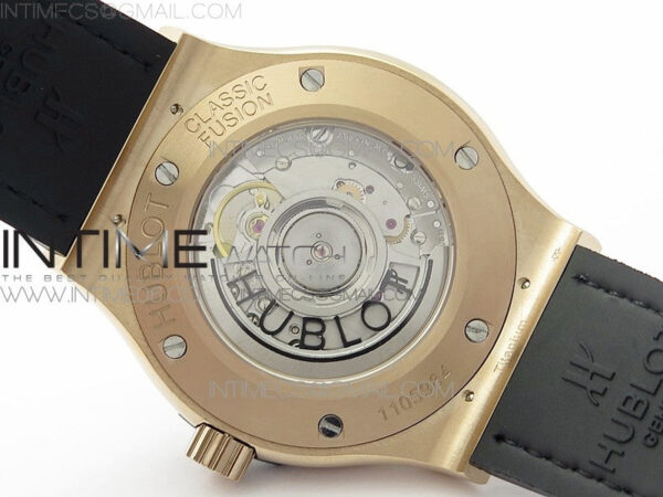 Classic Fusion 42mm RG Paved Diamonds Case/Bezel B50F Black Dial On Black Gummy Strap A2892 - Image 18