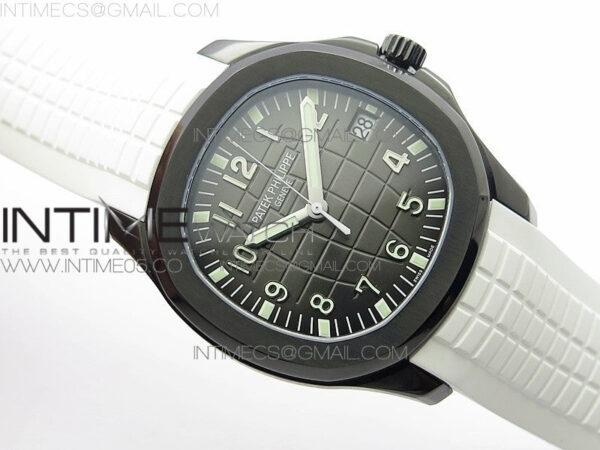 Aquanaut Jumbo 5167A DLC ZF 1:1 Best Edition Black Dial on White Rubber Strap 324CS(Free Box) - Image 2