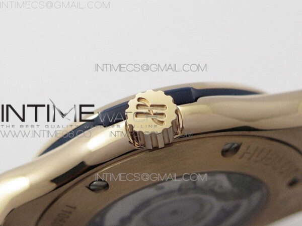 Classic Fusion 42mm RG Paved Diamonds Case/Bezel B50F Blue Dial On Blue Gummy Strap A2892 - Image 10