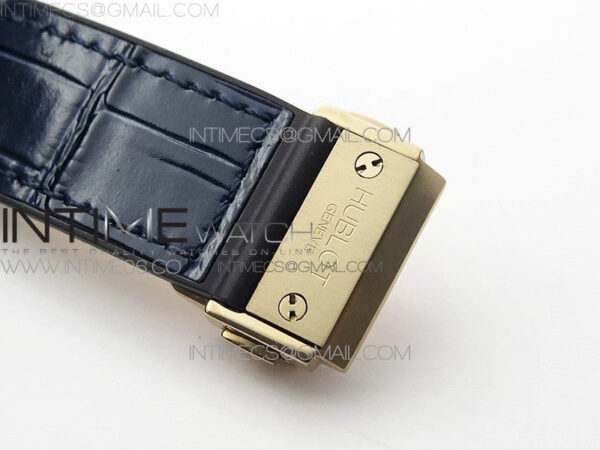 Classic Fusion 42mm RG Paved Diamonds Case/Bezel B50F Blue Dial On Blue Gummy Strap A2892 - Image 12
