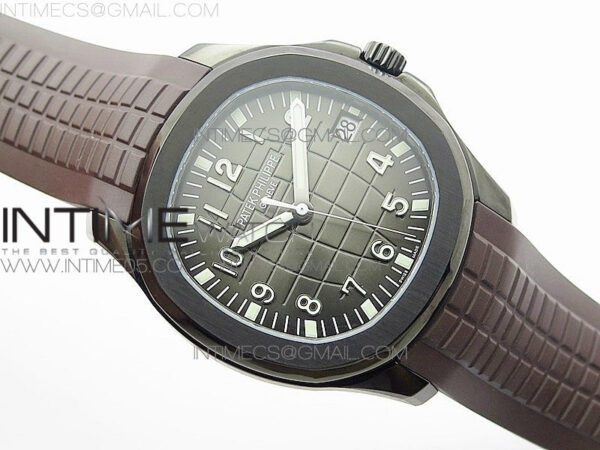 Aquanaut Jumbo 5167A DLC ZF 1:1 Best Edition Black Dial on Brown Rubber Strap 324CS(Free Box) - Image 2