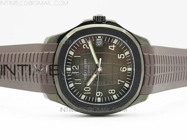 Aquanaut Jumbo 5167A DLC ZF 1:1 Best Edition Black Dial on Brown Rubber Strap 324CS(Free Box) - Image 3
