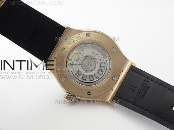 Classic Fusion 42mm RG Paved Diamonds Bezel B50F Black Dial On Black Gummy Strap A2892 - Image 18