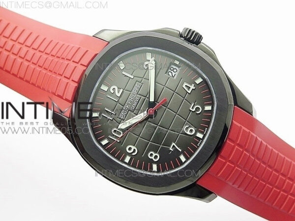 Aquanaut Jumbo 5167A DLC ZF 1:1 Best Edition Black Dial on Red Rubber Strap 324CS(Free Box) - Image 2