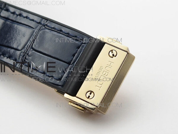 Classic Fusion 42mm RG Paved Diamonds Bezel B50F Blue Dial On Blue Gummy Strap A2892 - Image 12