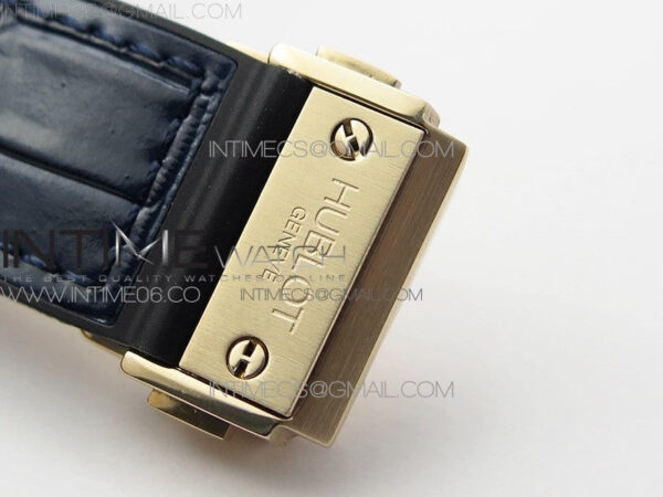 Classic Fusion 42mm RG Paved Diamonds Bezel B50F Blue Dial On Blue Gummy Strap A2892 - Image 13
